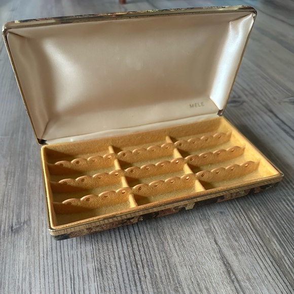 Accessories - Vtg Retro Mele Brown Tan Clamshell Tortoise Shell Jewelry Box